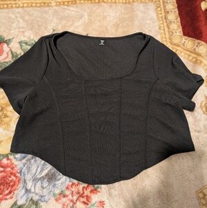 SHEIN Square Neck Asymmetrical Hem Tee